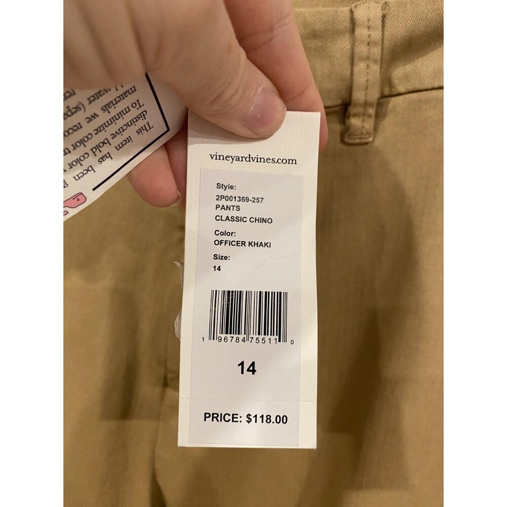 Vineyard Vines Pants Womens 14 Beige Classic Chino Officer Khaki Twill Ankle - Picture 3 of 4